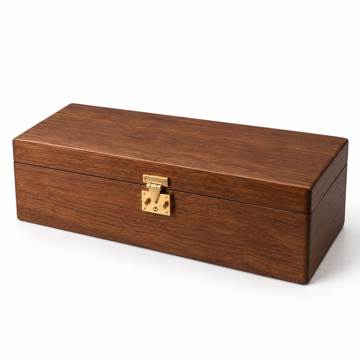 Anella Walnut Bangle Box in Solid Wood / 12-Compartment, closed, studio view on white #Lid Style_Solid Wood|Compartment_12-Compartment