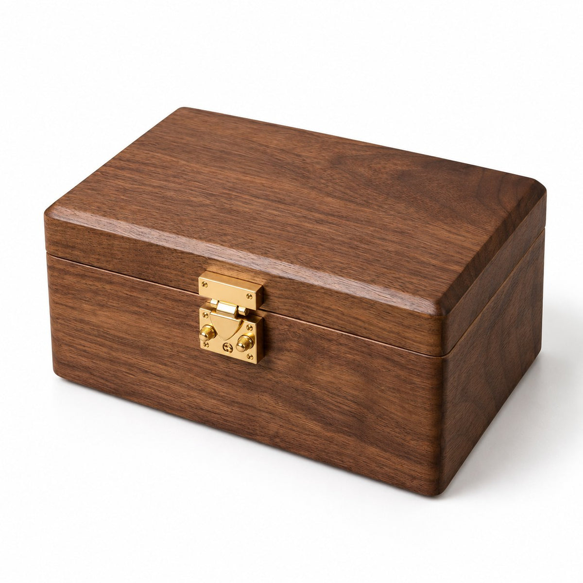Anella Walnut Bangle Box in Solid Wood / 7-Compartment, closed, studio view on white #Lid Style_Solid Wood|Compartment_7-Compartment