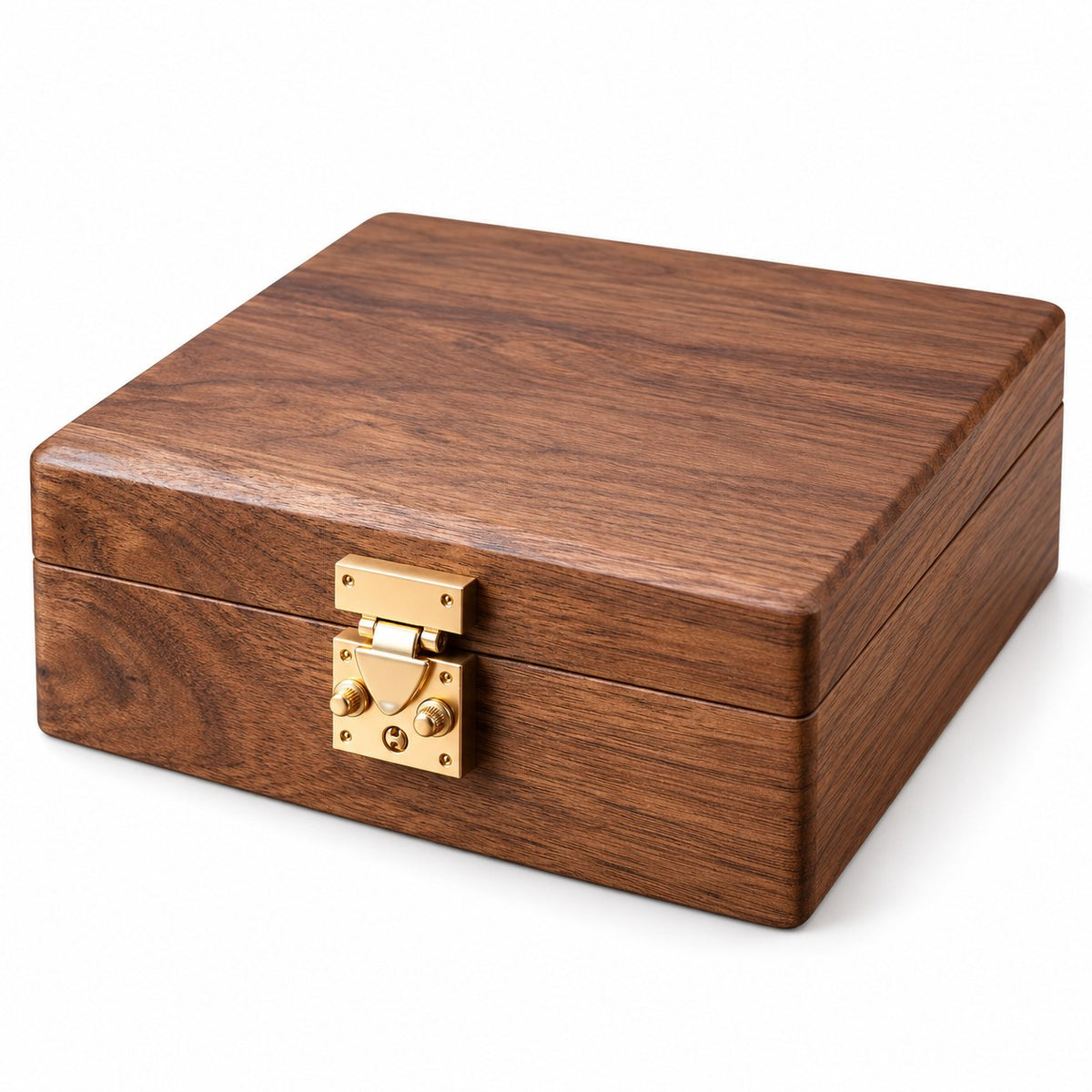 Ara Square Jewellery Box in Dark Grey, closed, studio view on white #Lining Colour_Dark Grey