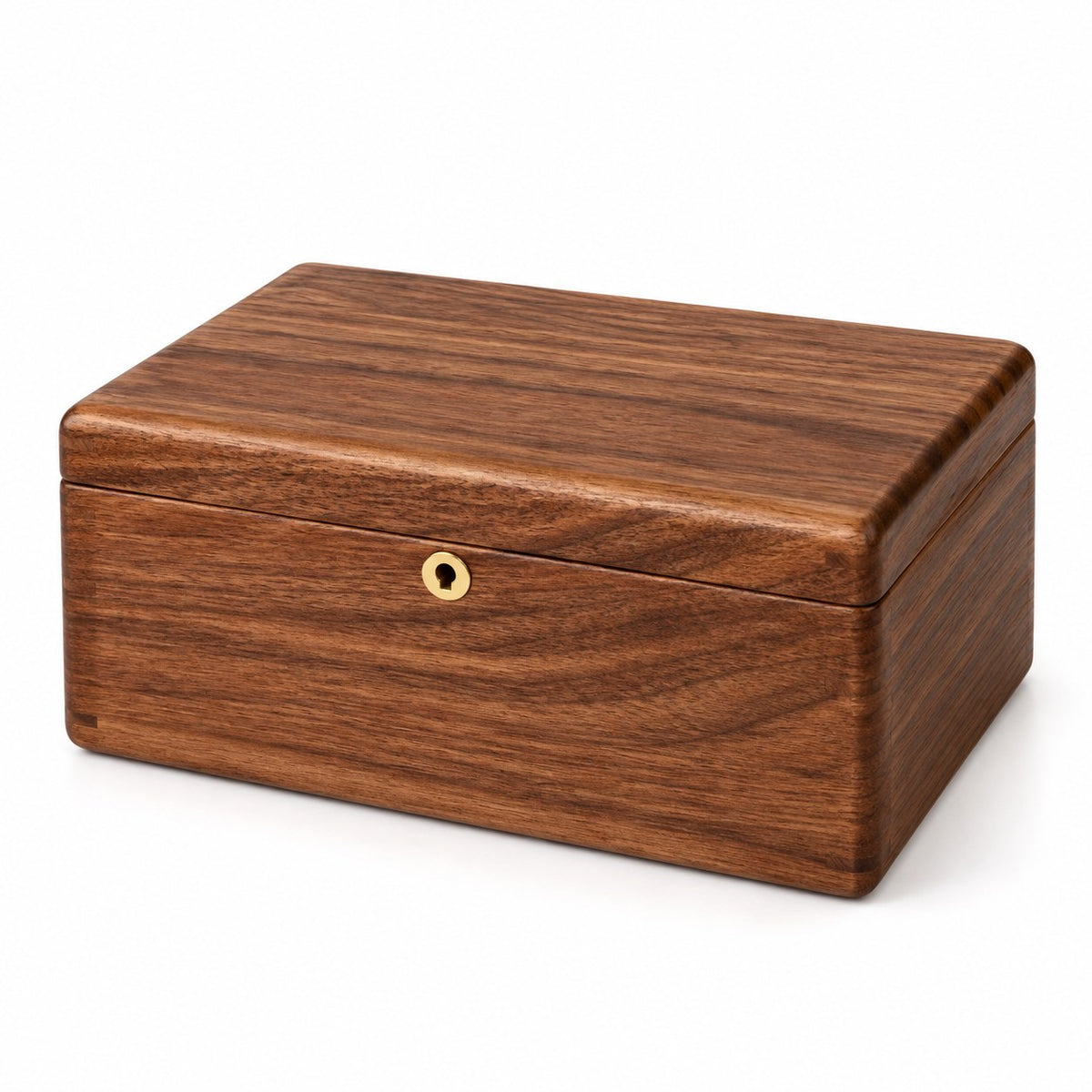 Armilla Glass Bangle Box in Walnut / Solid Wood Lid / 6 Slots, closed, studio view on white #Wood_Walnut|Style_Solid Wood Lid|Size_6 Slots
