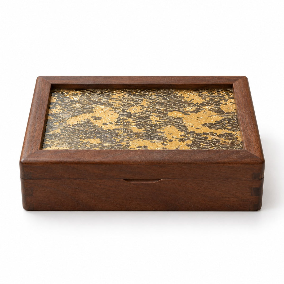 Aurata Gilded Jewellery Box, closed, studio view on white