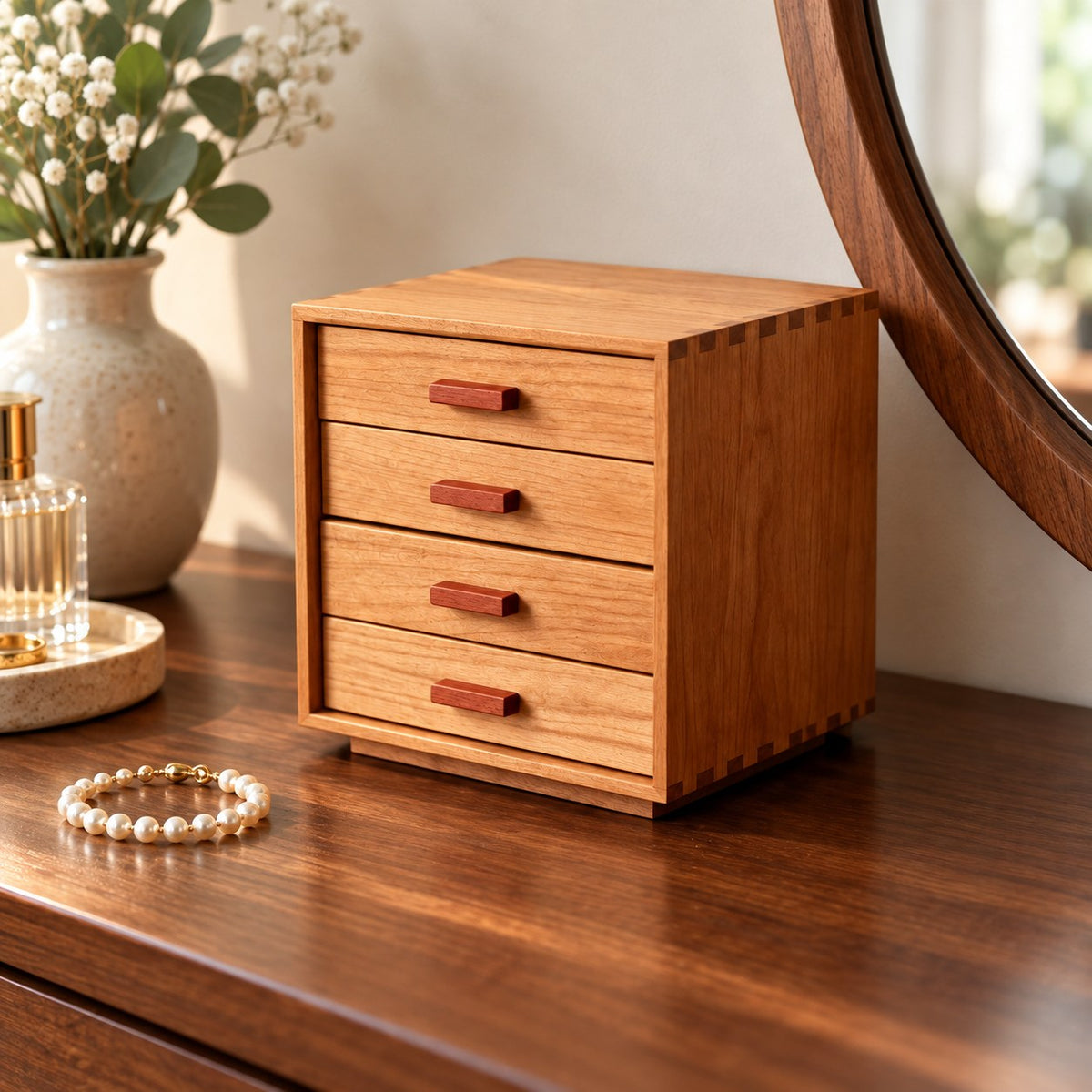 Cerasa 4-Drawer Jewellery Cabinet, on a dressing table