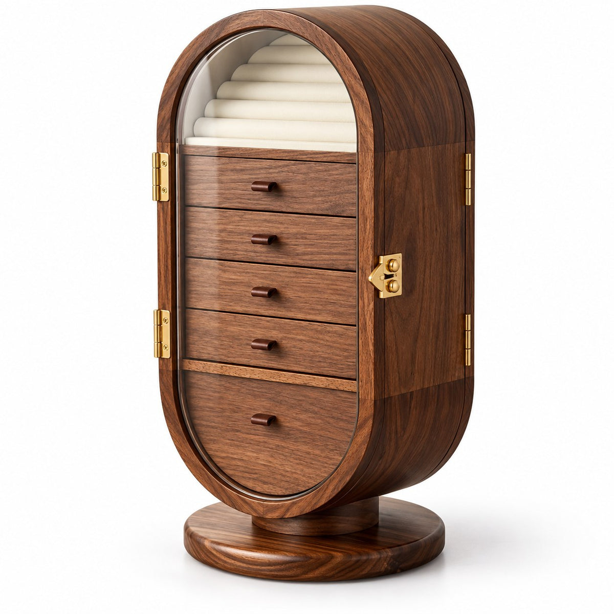 Circina Rotating Jewellery Cabinet in Mini, closed, studio view on white #Size_Mini