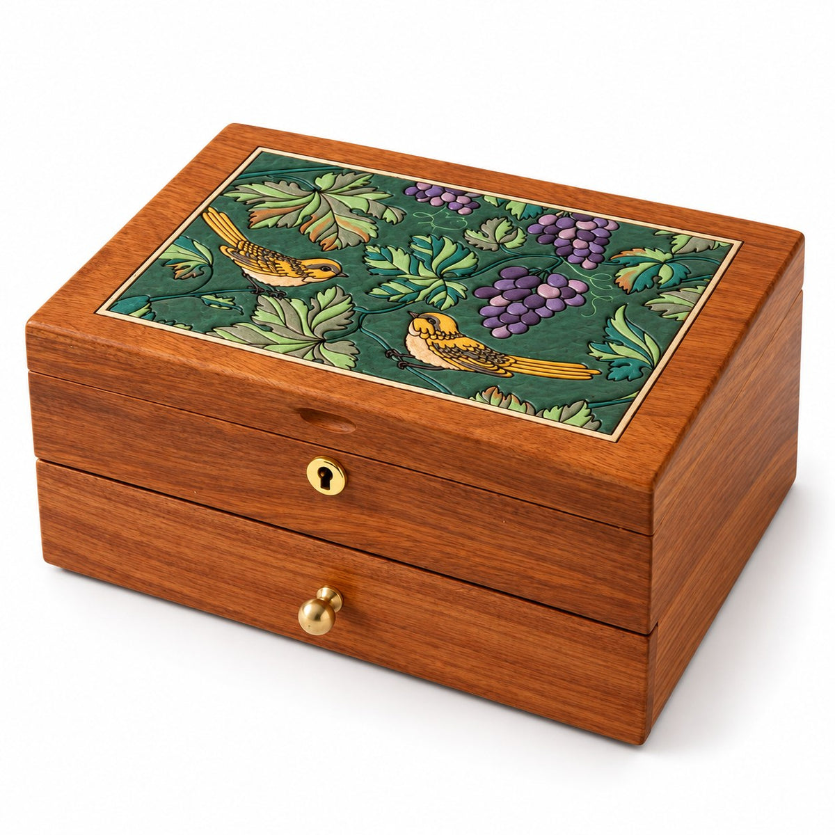Clavis Lockable Jewellery Box in Burma Rosewood, closed, studio view on white #Wood_Burma Rosewood