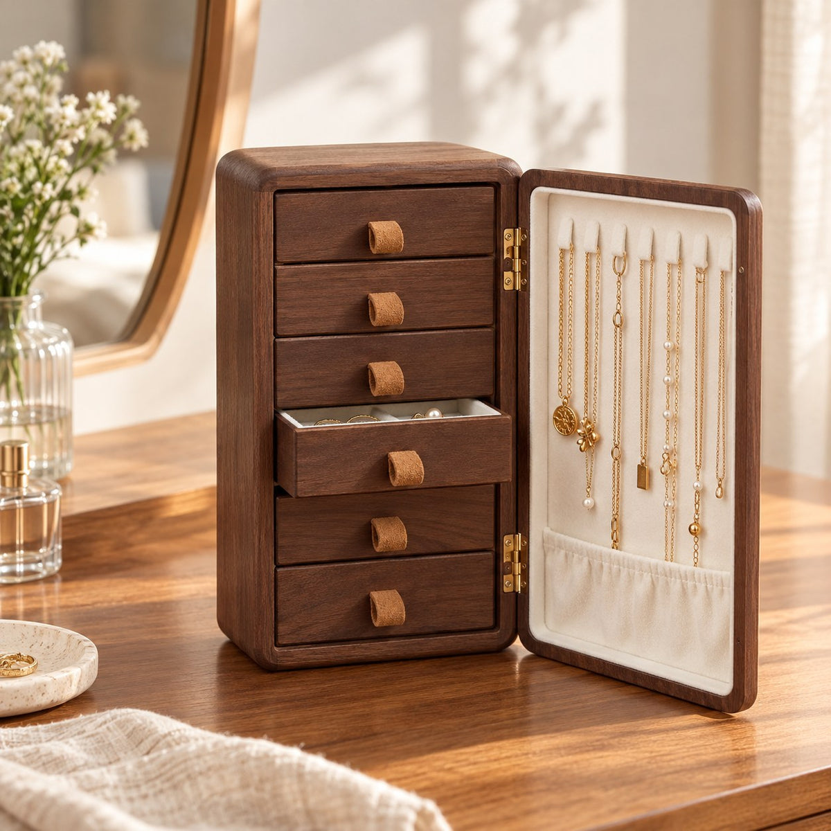Felina Cat Jewellery Cabinet, on a dressing table