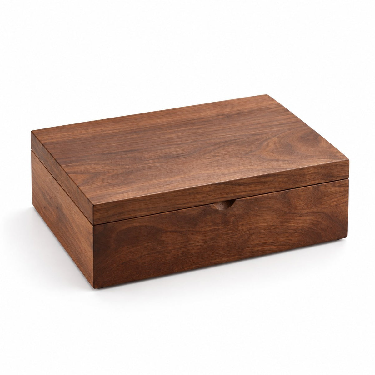Gemina Two-Layer Jewellery Box in Wooden Lid Style / Single Layer / Small, closed, studio view on white #Style_Wooden Lid Style|Layer_Single Layer|Size_Small