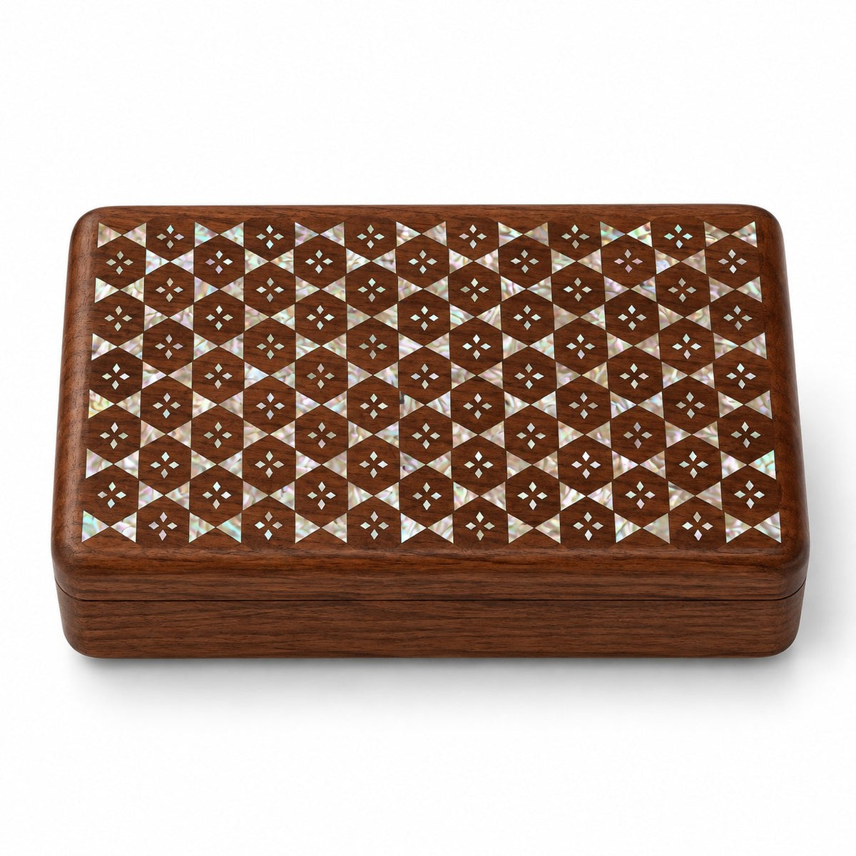 Iridia Mother-of-Pearl Jewellery Box in Galaxy, closed, studio view on white #Style_Galaxy
