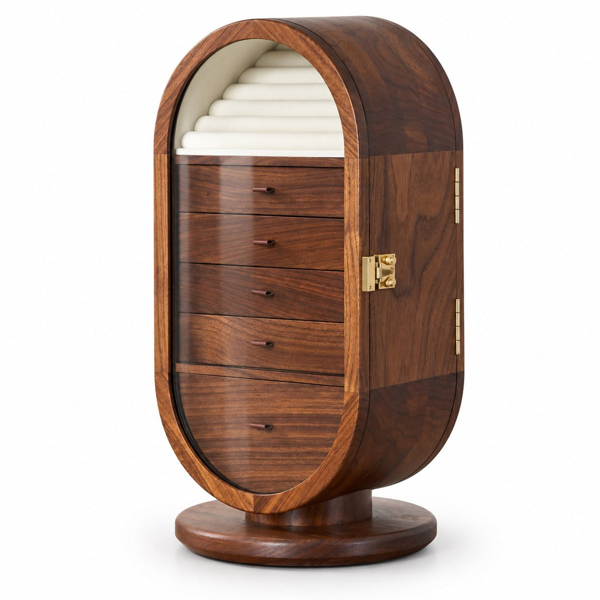 Circina Rotating Jewellery Cabinet in Max, closed, studio view on white #Size_Max