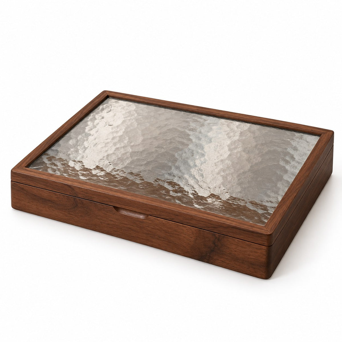 Marea Glass Jewellery Box in Earring, closed, studio view on white #Style_Earring