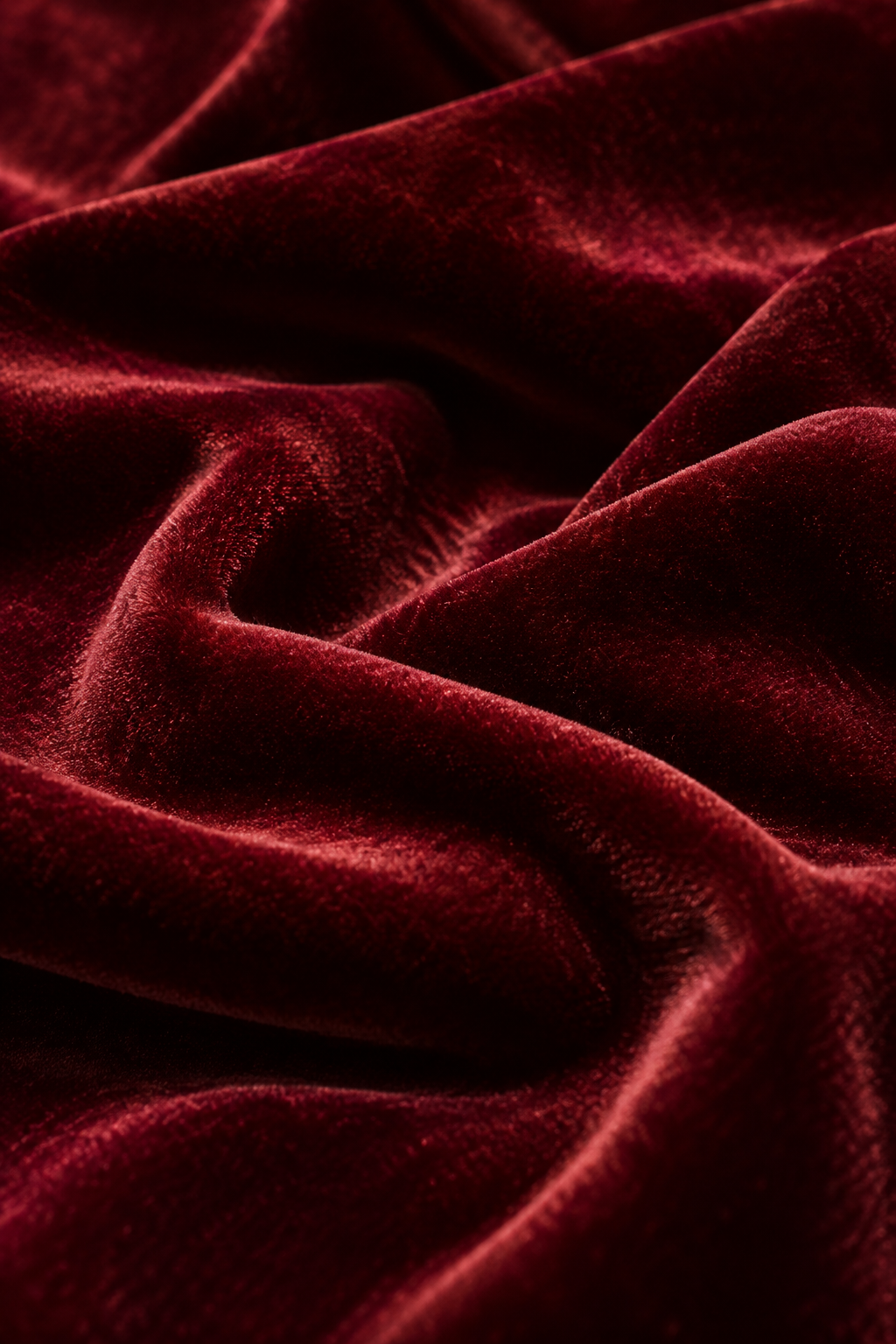 Gros plan macro d'une doublure en velours bordeaux, texture raffinée